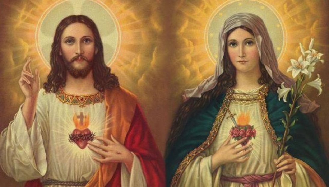 Os corações de Jesus e Maria estão entrelaçados