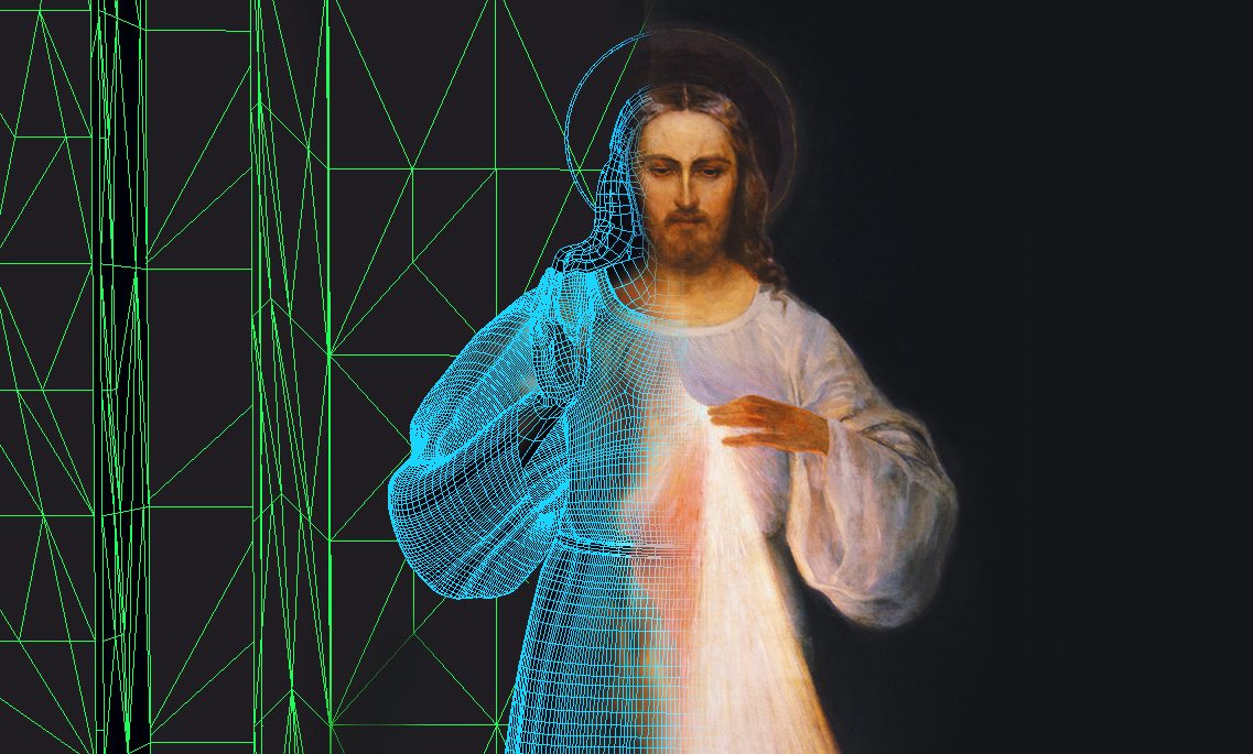 Imagem de Jesus Misericordioso em 3D à espera do Papa em Vilnius